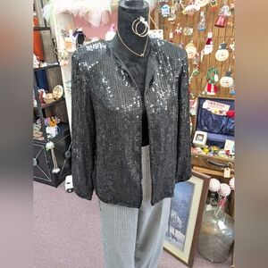 1980s Vintage Royal Feelings Sequin Black Jacket